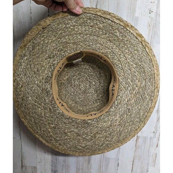 SCALA Womens Wide Brim Straw Sun Hat Beaded Shells One Size Boho Beach - Picture 8 of 10